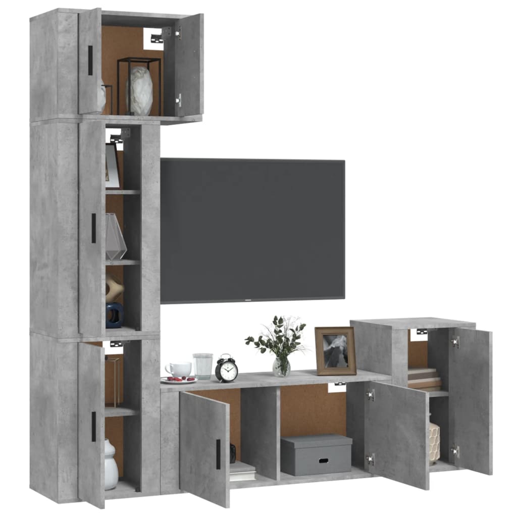 vidaXL 5 Piece TV Cabinet Set Concrete Grey Engineered Wood