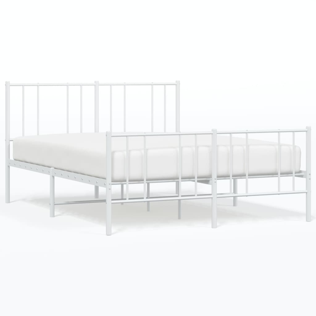 vidaXL Metal Bed Frame without Mattress with Footboard White 160x200 cm