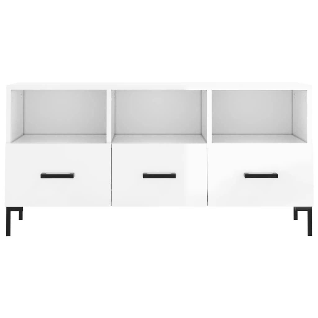 vidaXL TV Cabinet High Gloss White 102x36x50 cm Engineered Wood