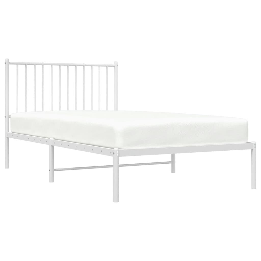 vidaXL Metal Bed Frame without Mattress with Headboard White 100x190 cm