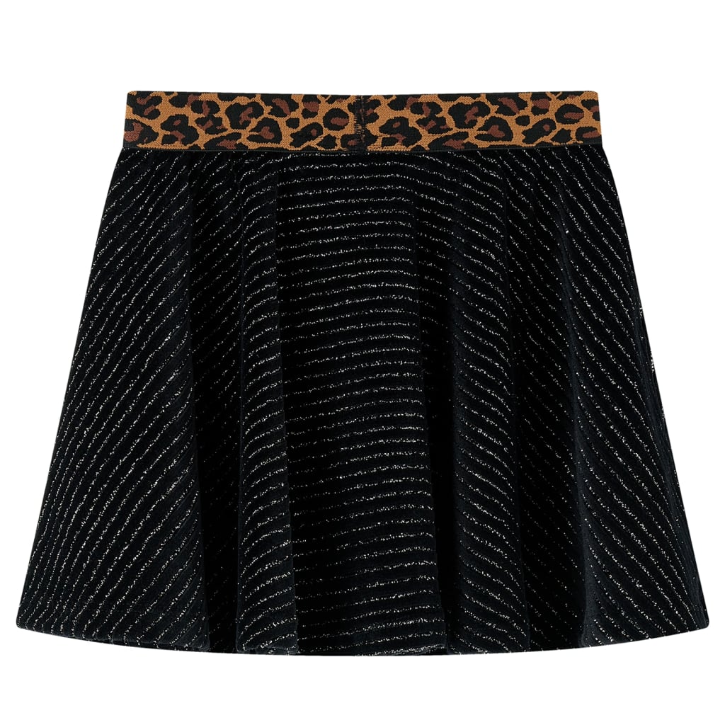 Kids' Skirt with Leopard Waistband Black 140