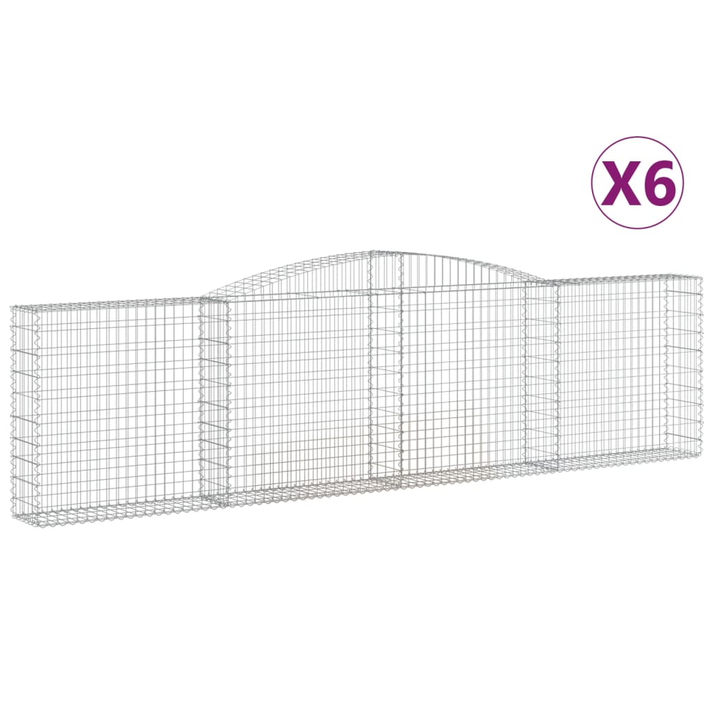 vidaXL Arched Gabion Baskets 6 pcs 400x30x100/120 cm Galvanised Iron