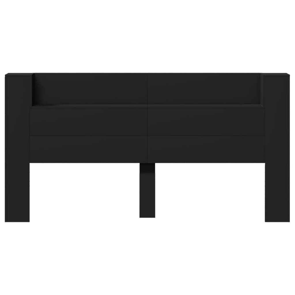 vidaXL Headboard Cabinet with LED Black 200x16.5x103.5 cm