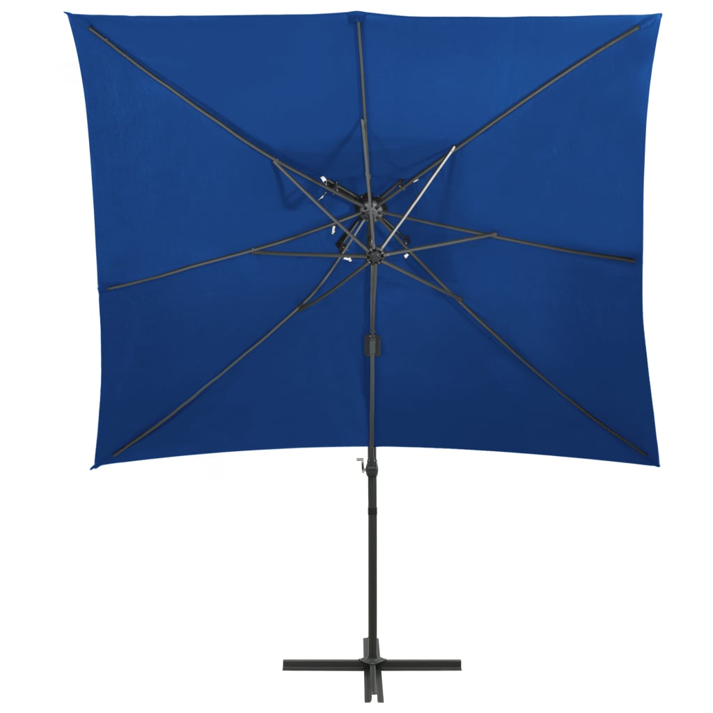 vidaXL Cantilever Garden Parasol with Double Top Azure Blue 250x250 cm