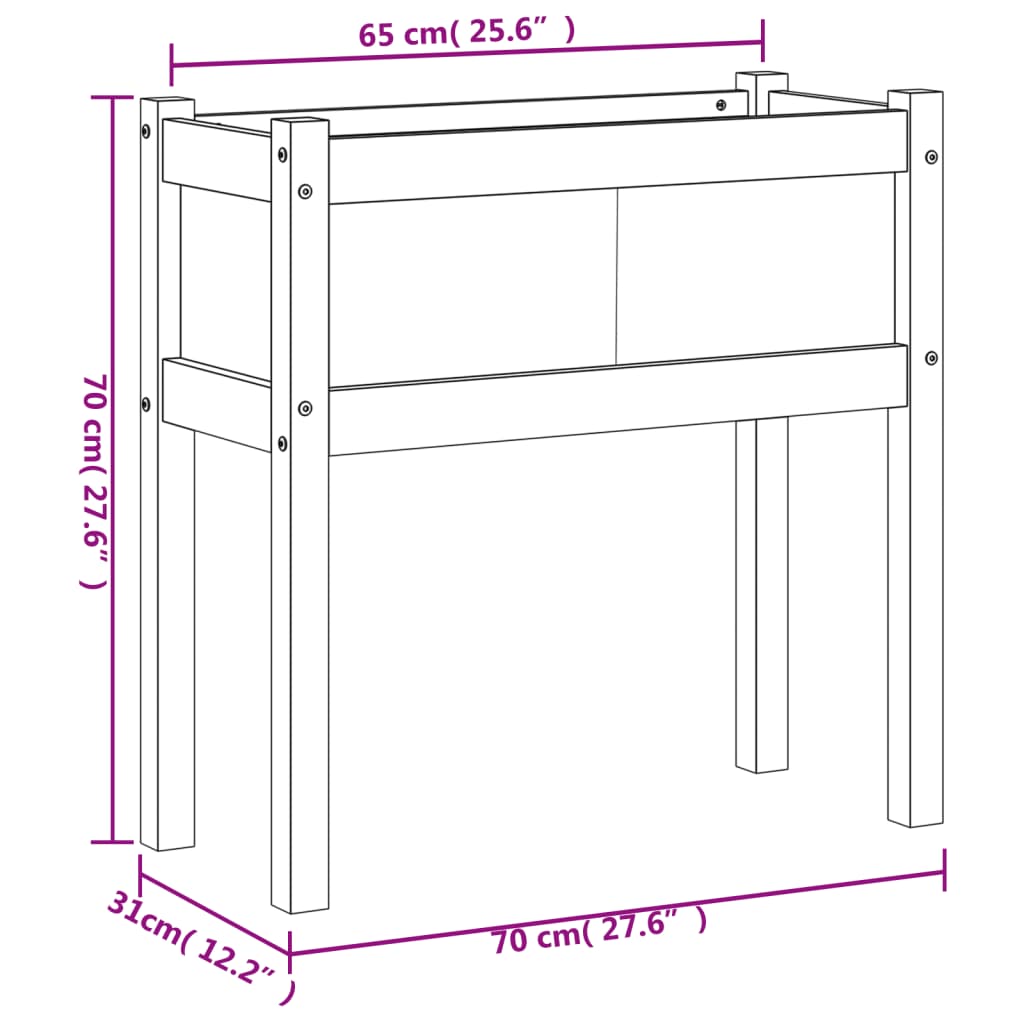 vidaXL Garden Planter with Legs 70x31x70 cm Impregnated Wood Pine