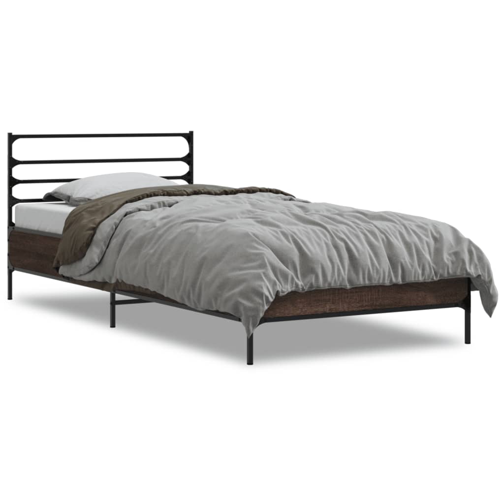 vidaXL Bed Frame without Mattress Brown Oak 75x190 cm Small Single