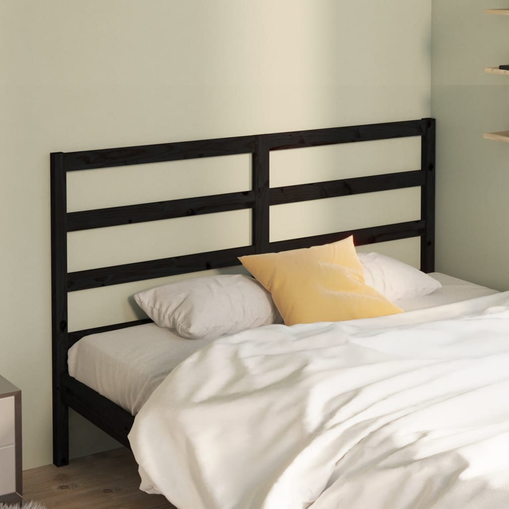 vidaXL Bed Headboard Black 156x4x100 cm Solid Wood Pine