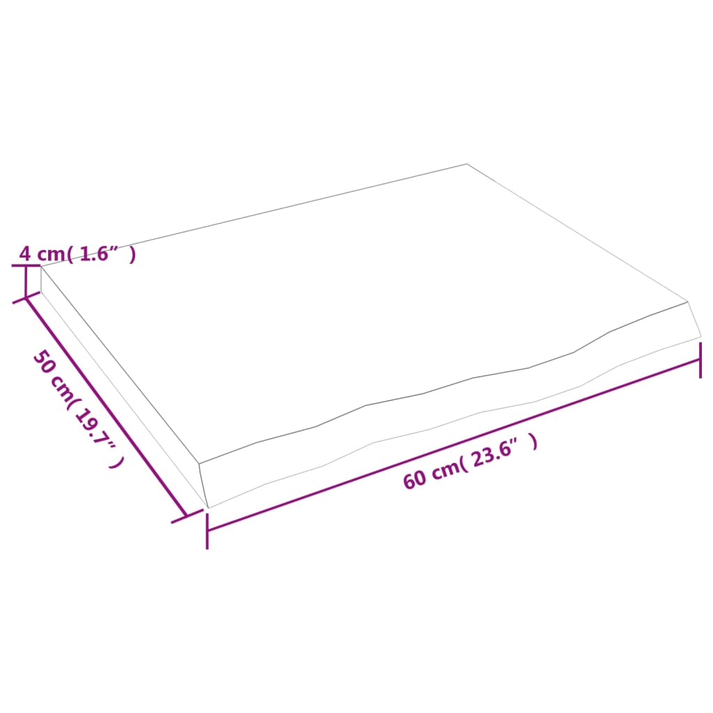 vidaXL Bathroom Countertop 60x50x(2-4) cm Untreated Solid Wood