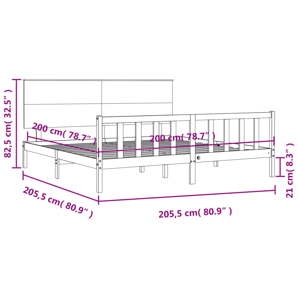 vidaXL Bed Frame without Mattress Honey Brown 200x200 cm Solid Wood Pine