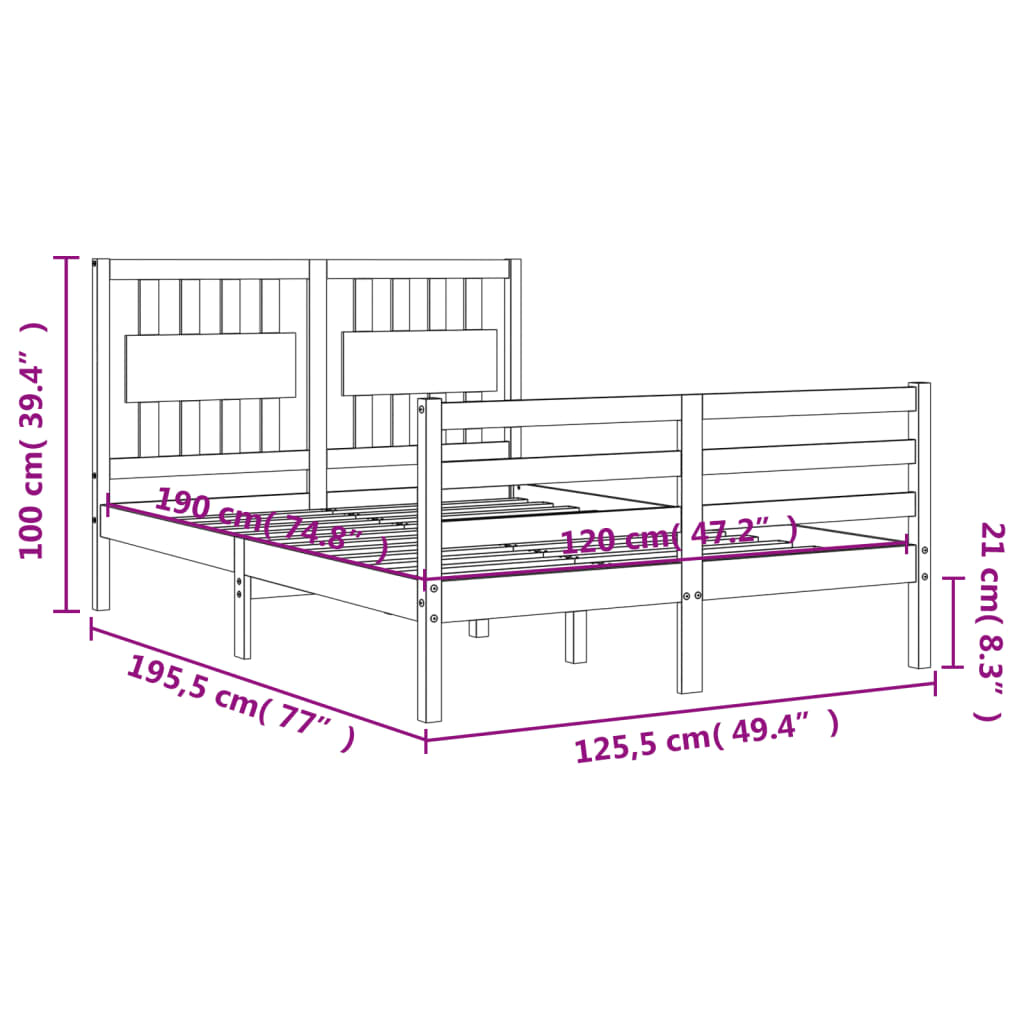 vidaXL Bed Frame without Mattress Small Double Solid Wood