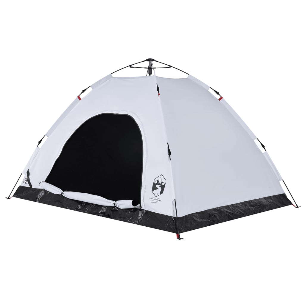 vidaXL Camping Tent 4-Person White Blackout Fabric Quick Release