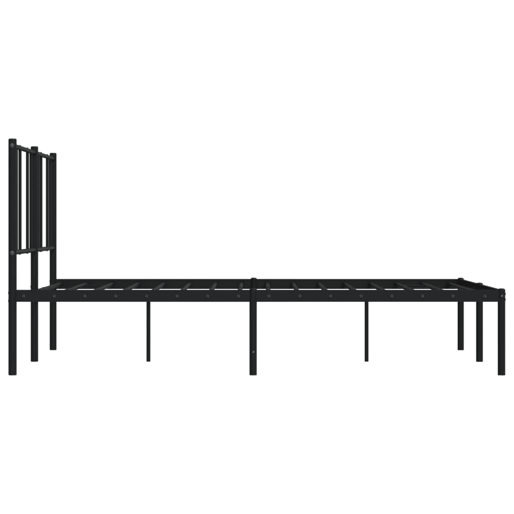 vidaXL Metal Bed Frame without Mattress with Headboard Black 120x190 cm Small Double