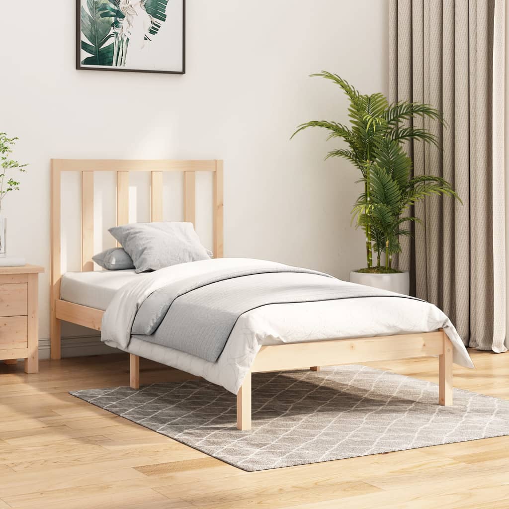 vidaXL Bed Frame without Mattress Solid Wood Pine 90x190 cm Single