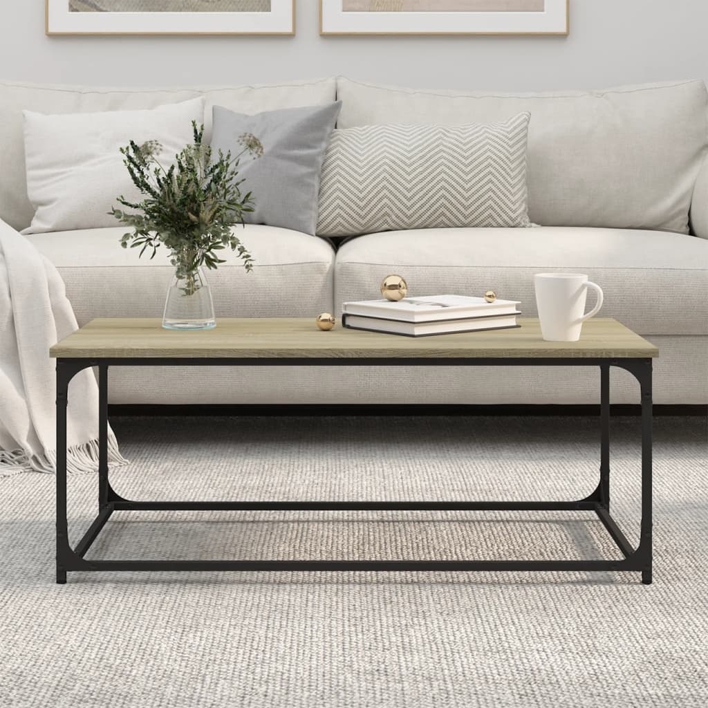 vidaXL Coffee Table Sonoma Oak 102x50x40 cm Engineered Wood and Iron