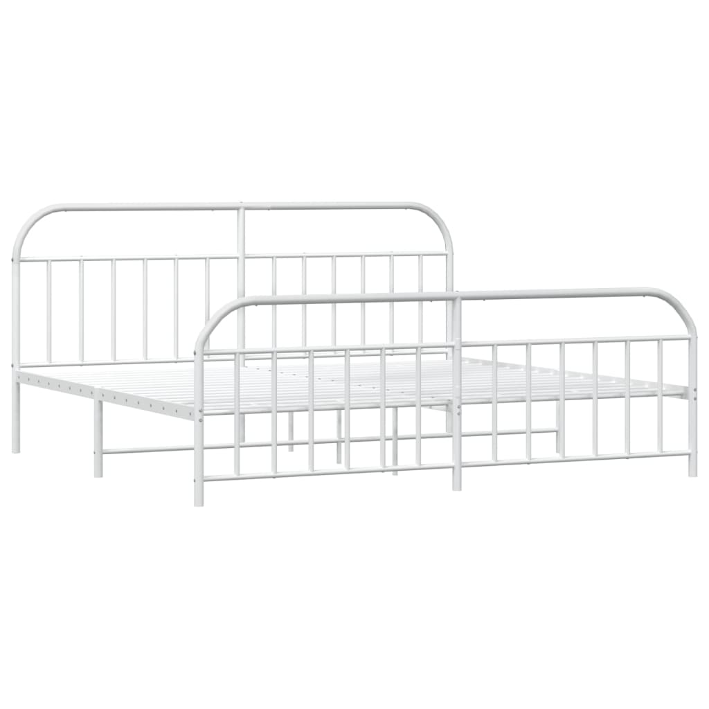 vidaXL Metal Bed Frame without Mattress with Footboard White 193x203 cm