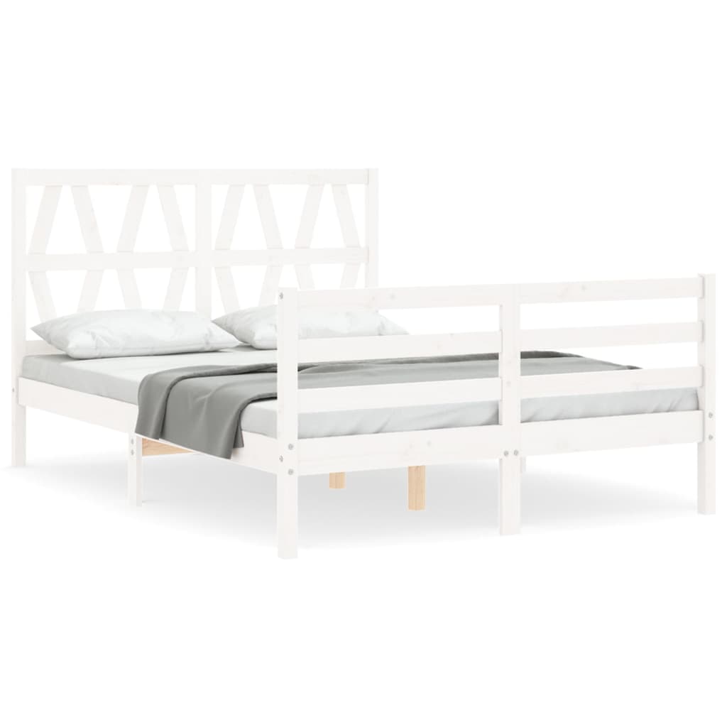 vidaXL Bed Frame without Mattress White Small Double Solid Wood