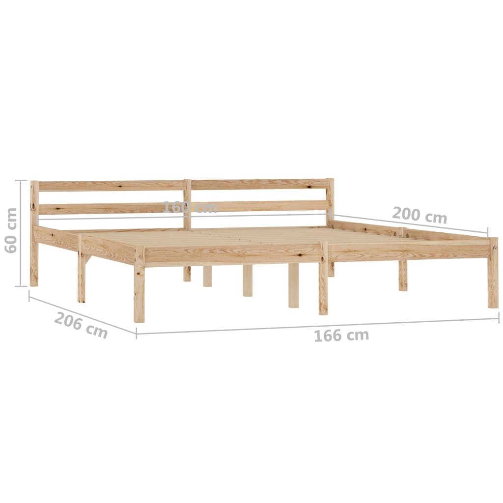 vidaXL Bed Frame without Mattress Solid Pine Wood 160x200 cm