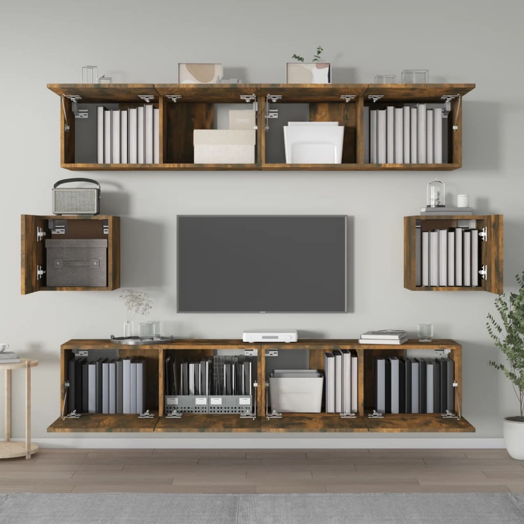 vidaXL 6 Piece TV Cabinet Set Smoked Oak Engineered Wood