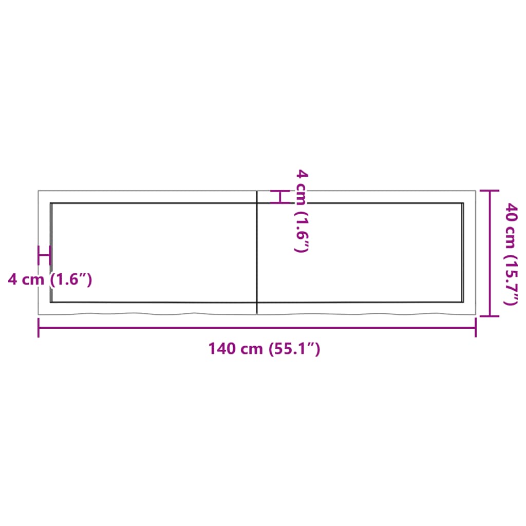 vidaXL Table Top 140x40x(2-4) cm Untreated Solid Wood Oak