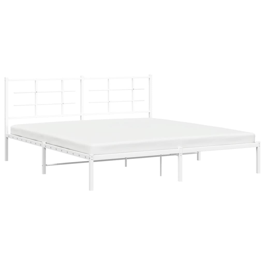 vidaXL Metal Bed Frame without Mattress with Headboard White 183x213 cm