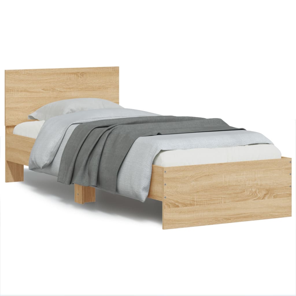 vidaXL Bed Frame without Mattress with Headboard Sonoma Oak 90x200 cm