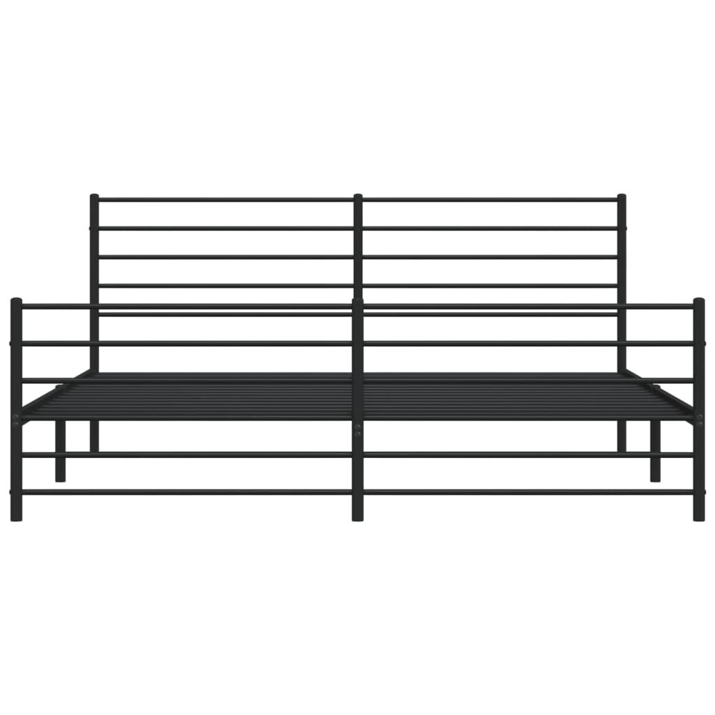 vidaXL Metal Bed Frame without Mattress with Footboard Black 200x200 cm