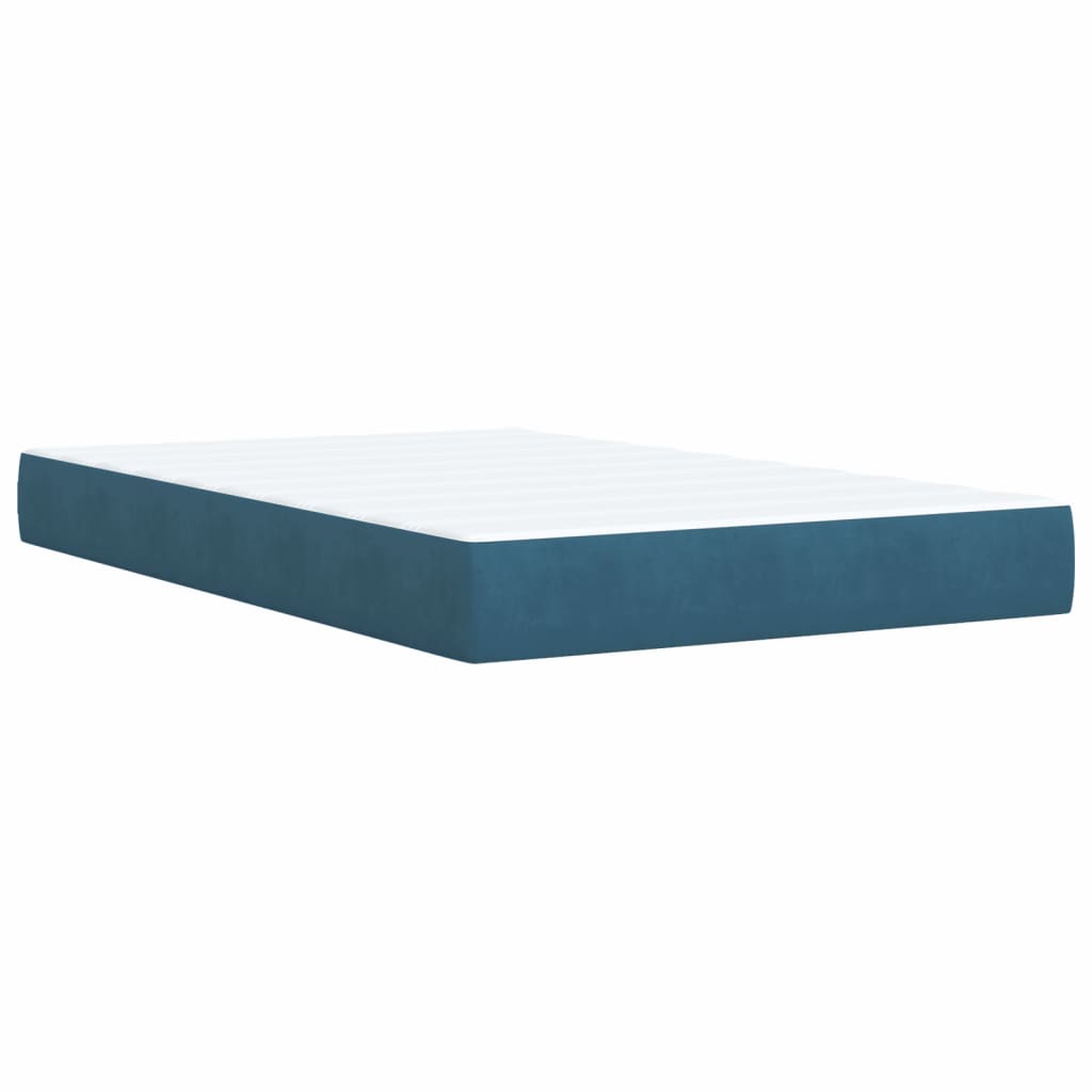 vidaXL Box Spring Bed with Mattress Blue 120x190 cm Small Double Velvet