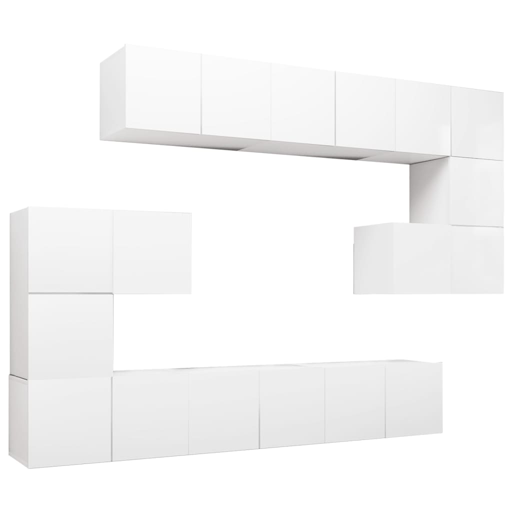 vidaXL 10 Piece TV Cabinet Set White Engineered Wood