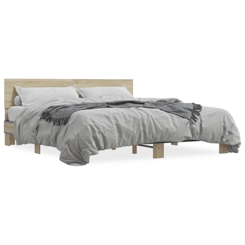 vidaXL Bed Frame without Mattress Sonoma Oak 180x200 cm Super King