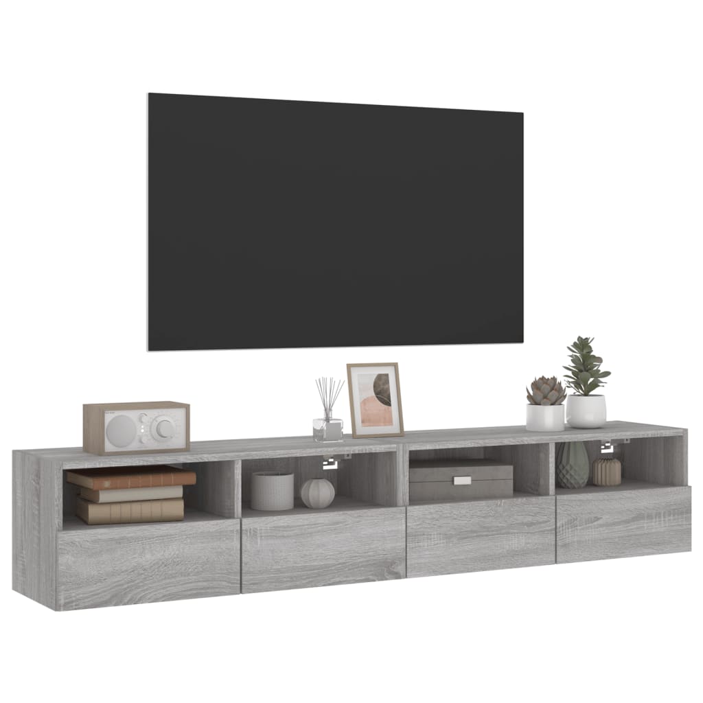 vidaXL TV Wall Cabinets 2 pcs Grey Sonoma 80x30x30 cm Engineered Wood