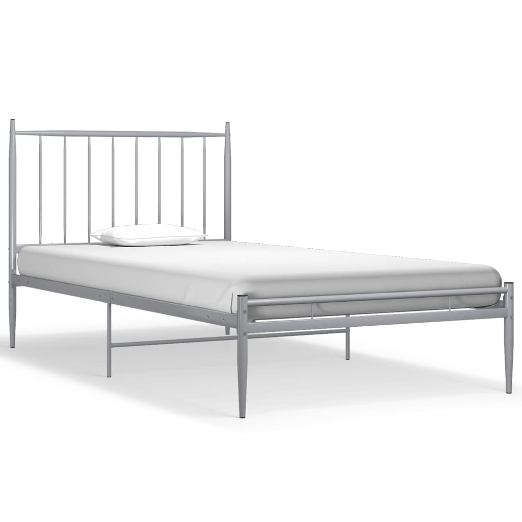 vidaXL Bed Frame without Mattress Grey Metal 100x200 cm