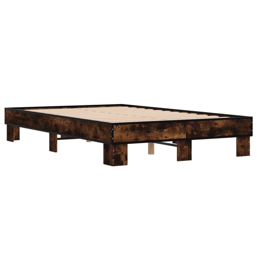 vidaXL Bed Frame without Mattress Smoked Oak 135x190 cm Double