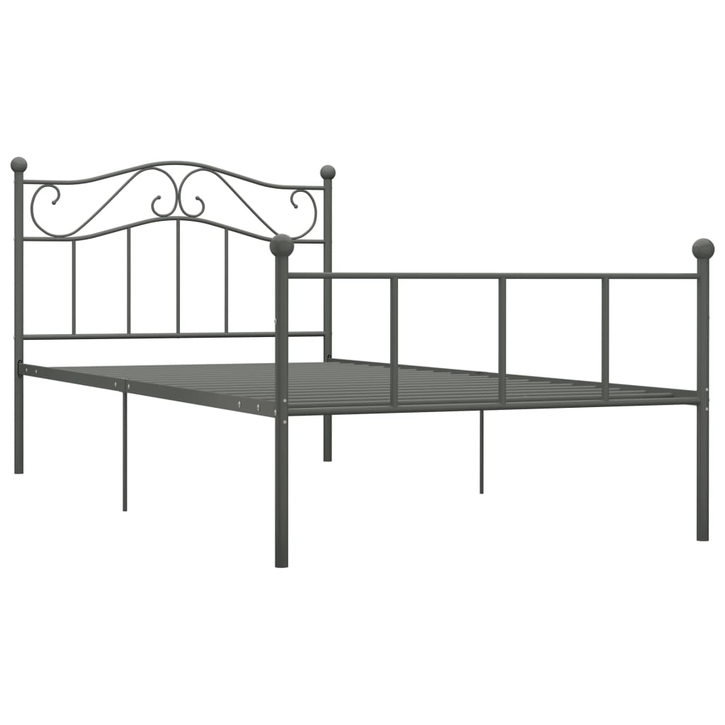 vidaXL Bed Frame without Mattress Grey Metal 100x200 cm