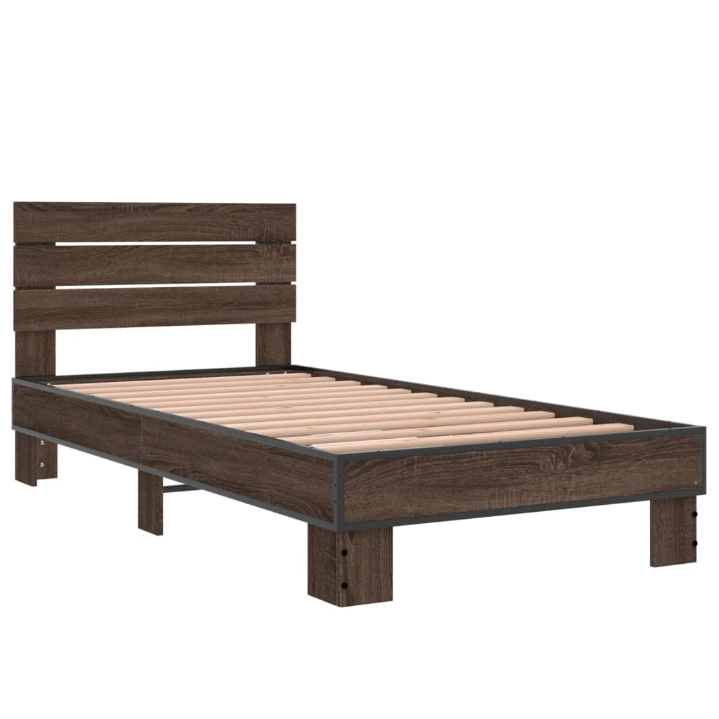 vidaXL Bed Frame without Mattress Brown Oak 75x190 cm Small Single