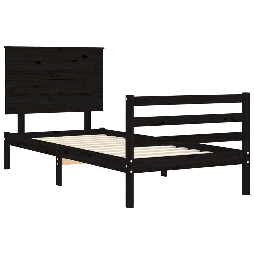 vidaXL Bed Frame without Mattress Black 90x200 cm Solid Wood