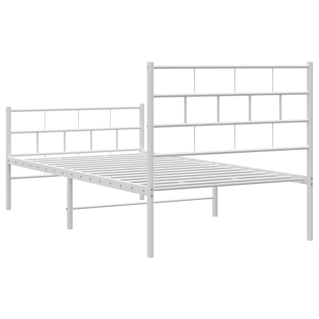 vidaXL Metal Bed Frame without Mattress with Footboard White 90x200 cm