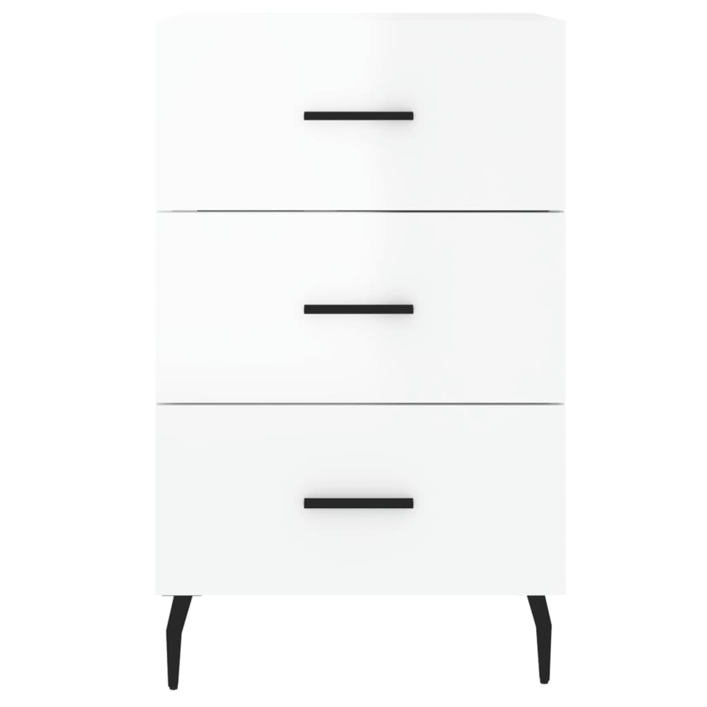 vidaXL Bedside Cabinet High Gloss White 40x40x66 cm Engineered Wood