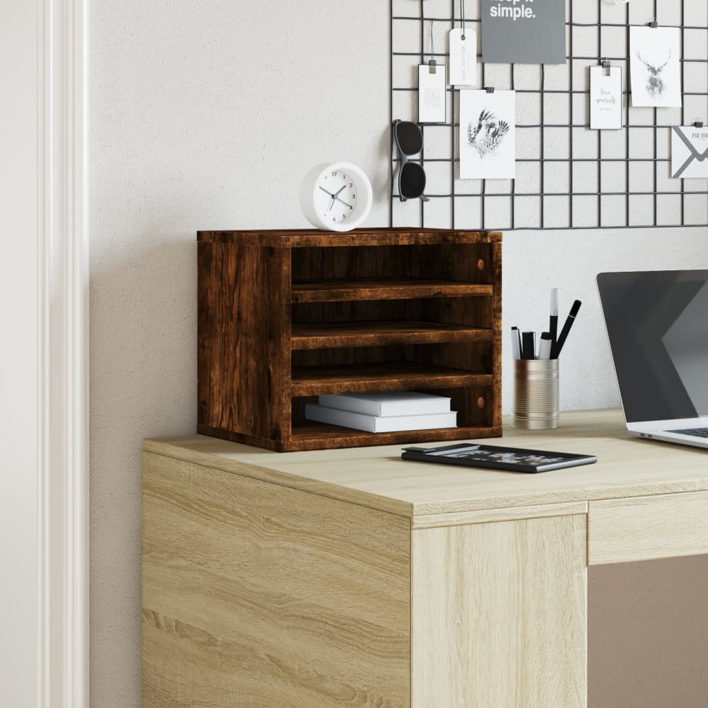 vidaXL Desk Organiser Smoked Oak 36x26x29.5 cm Engineered wood