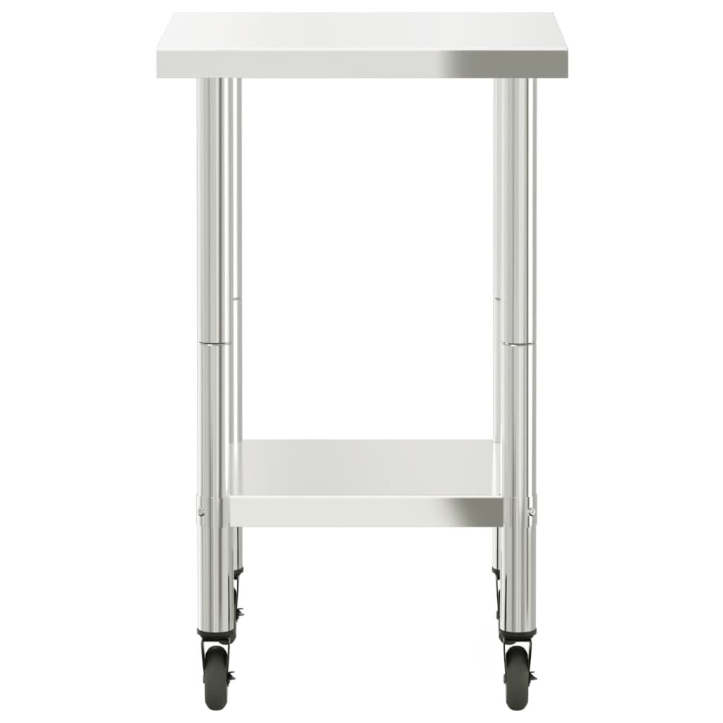 vidaXL Kitchen Work Table with Wheels 55x55x85 cm Stainless Steel