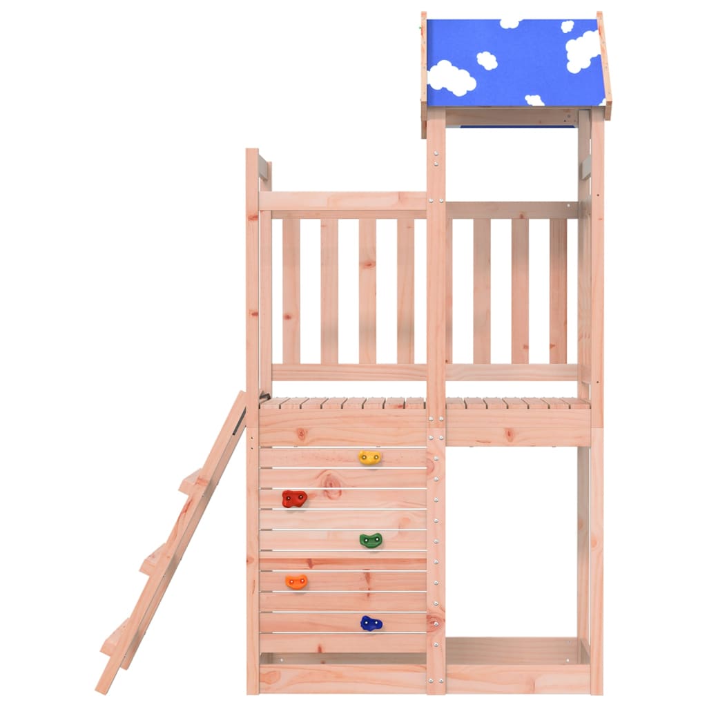 vidaXL Play Tower with Rockwall 110.5x52.5x215cm Solid Wood Douglas Fir