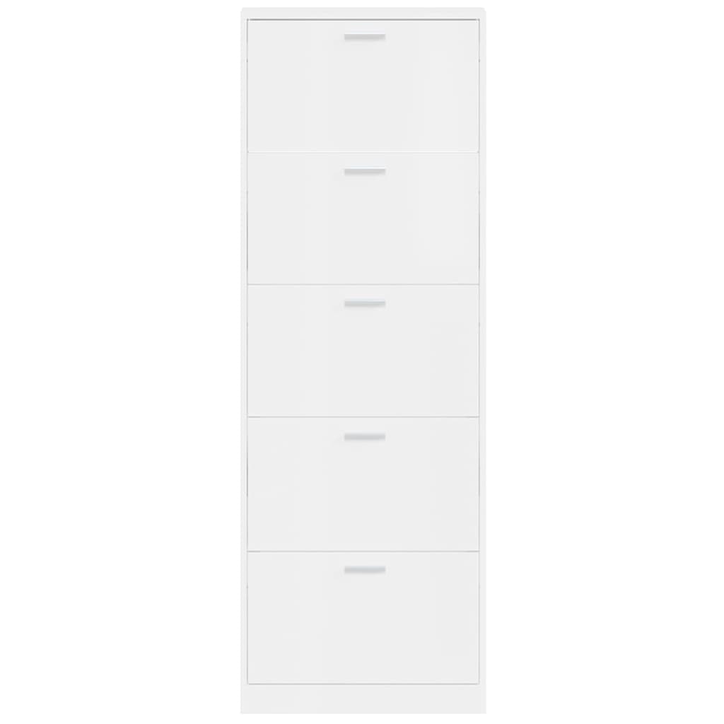 vidaXL Shoe Cabinet High Gloss White 59x17x169 cm Engineered Wood