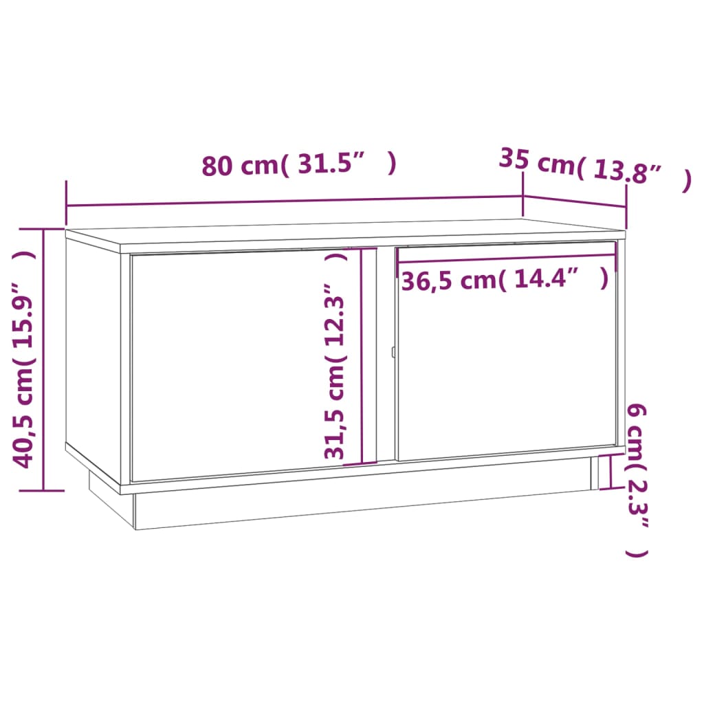 vidaXL TV Cabinet Grey 80x35x40.5 cm Solid Wood Pine