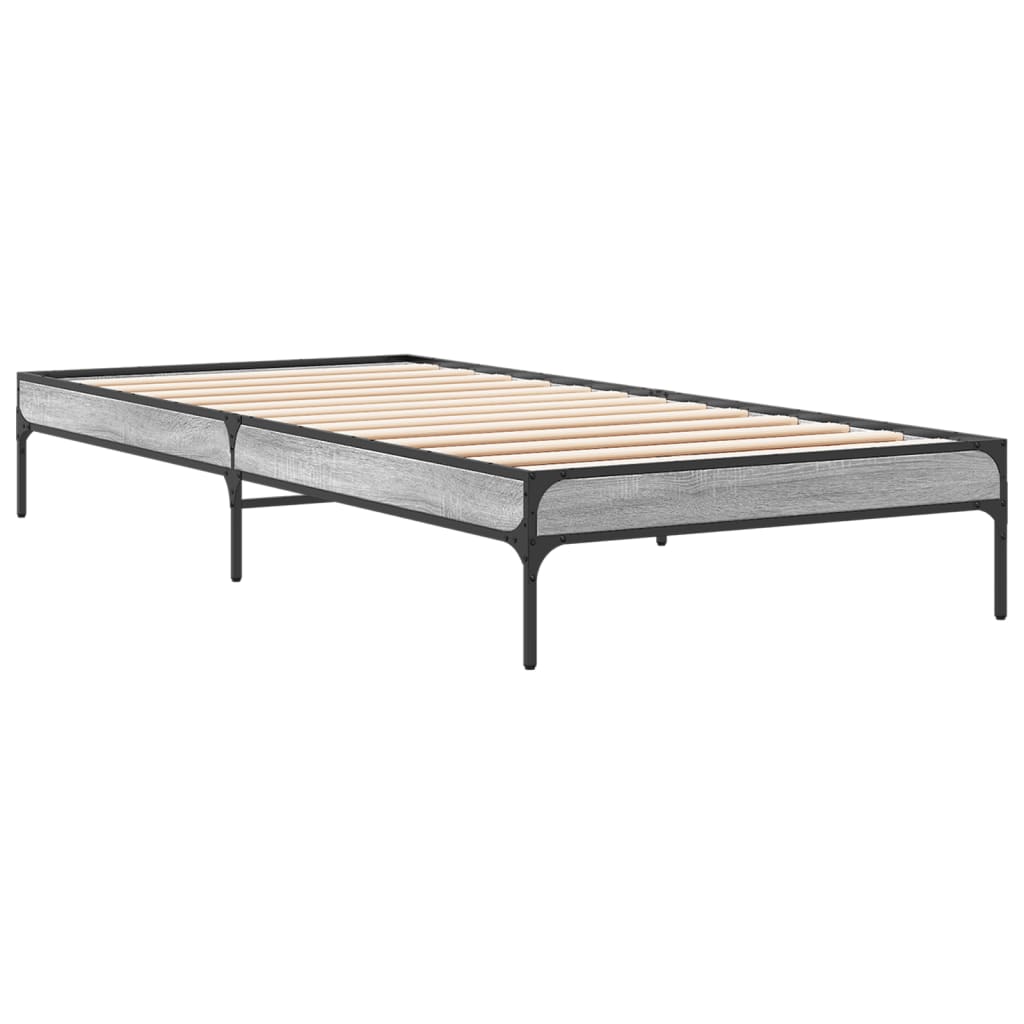 vidaXL Bed Frame without Mattress Grey Sonoma 100x200 cm