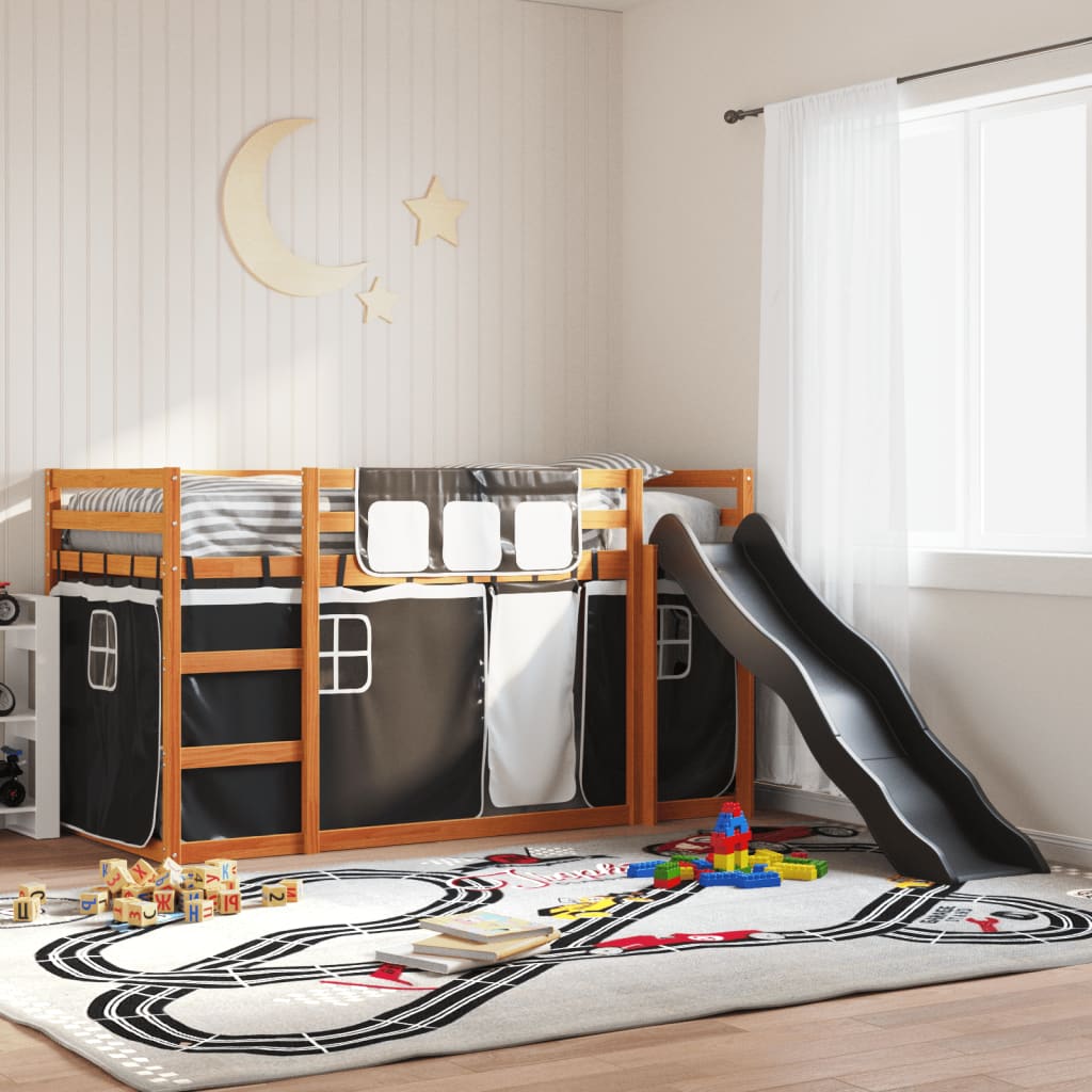 vidaXL Bunk Bed without Mattress with Slide White and Black 90x190 cm Single