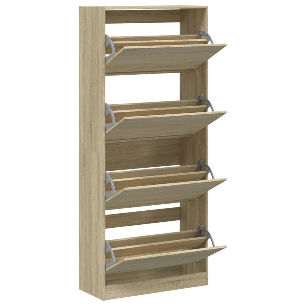 vidaXL Shoe Cabinet with 4 Flip-Drawers Sonoma Oak 80x34x187.5 cm