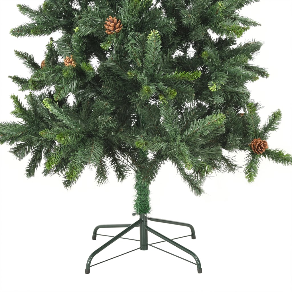 vidaXL Artificial Pre-lit Christmas Tree with Pine Cones Green 210 cm