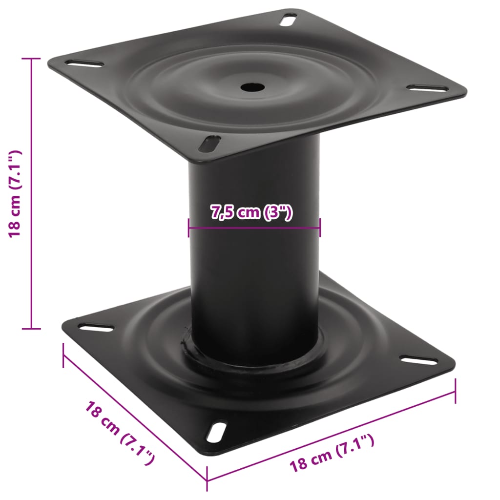 vidaXL Boat Seat Pedestal Black 18 cm Steel