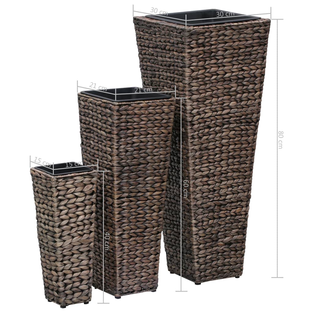 vidaXL Raised Beds 3 pcs Water Hyacinth Dark Brown