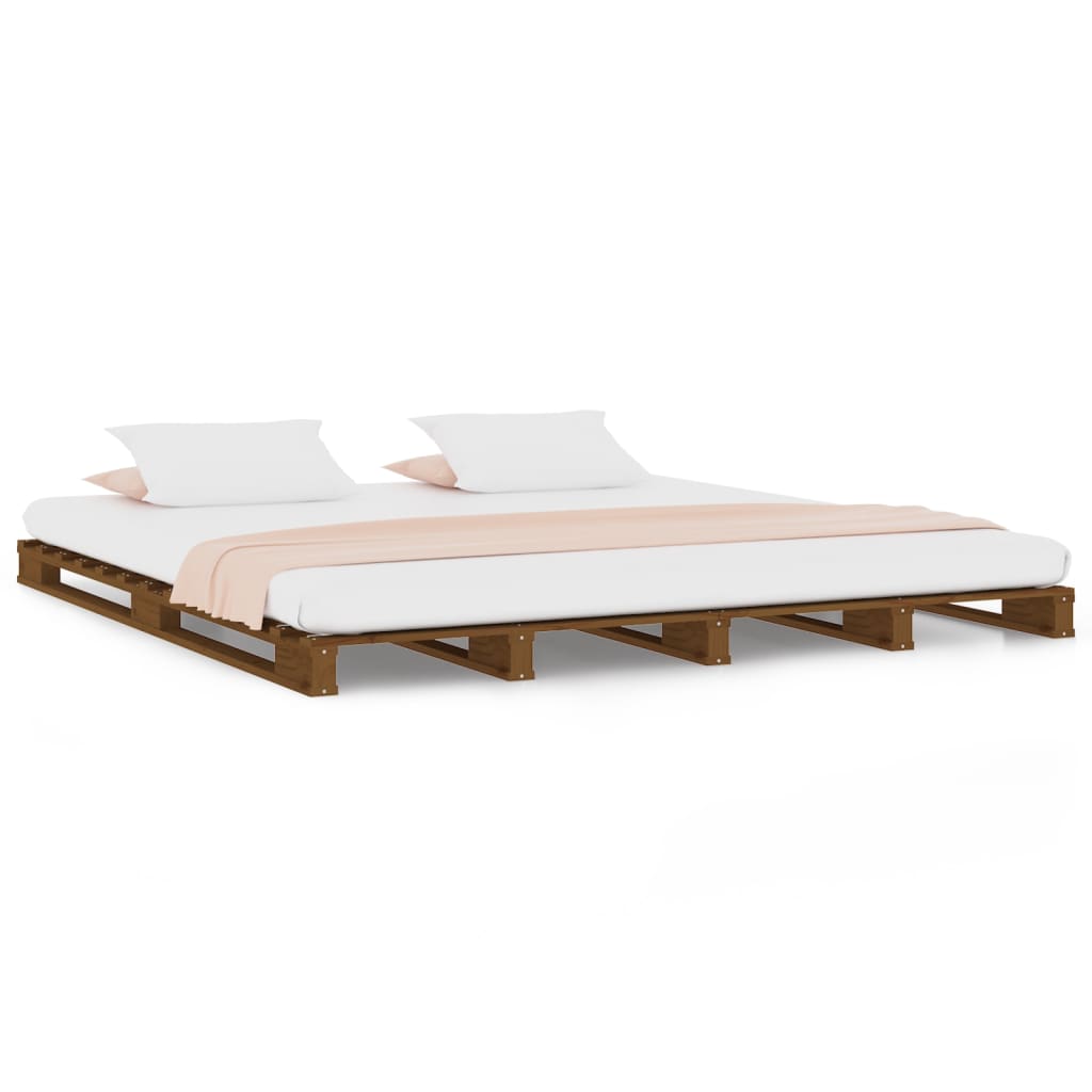 vidaXL Pallet Bed without Mattress Honey Brown 140x190 cm Solid Wood