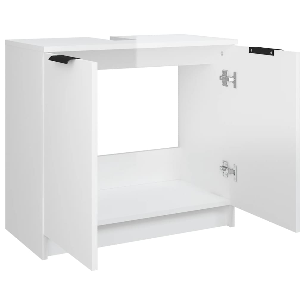 vidaXL Bathroom Cabinet High Gloss White 64.5x33.5x59cm Engineered Wood